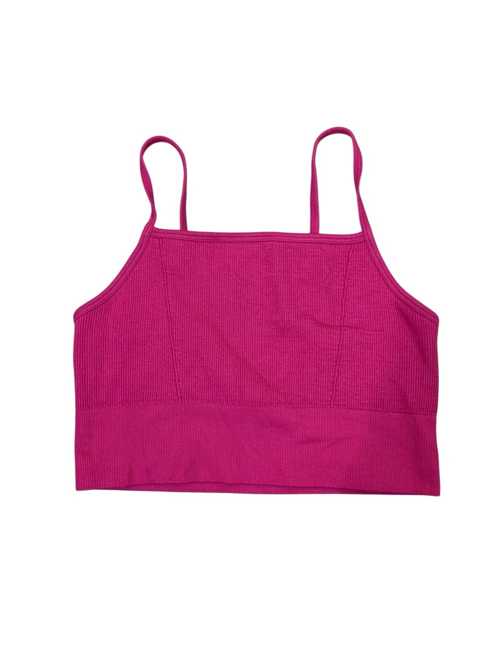 Fabletics Pink Ribbed Seamless Cropped Cami Tank Top Y2K Stretch Bralette Small